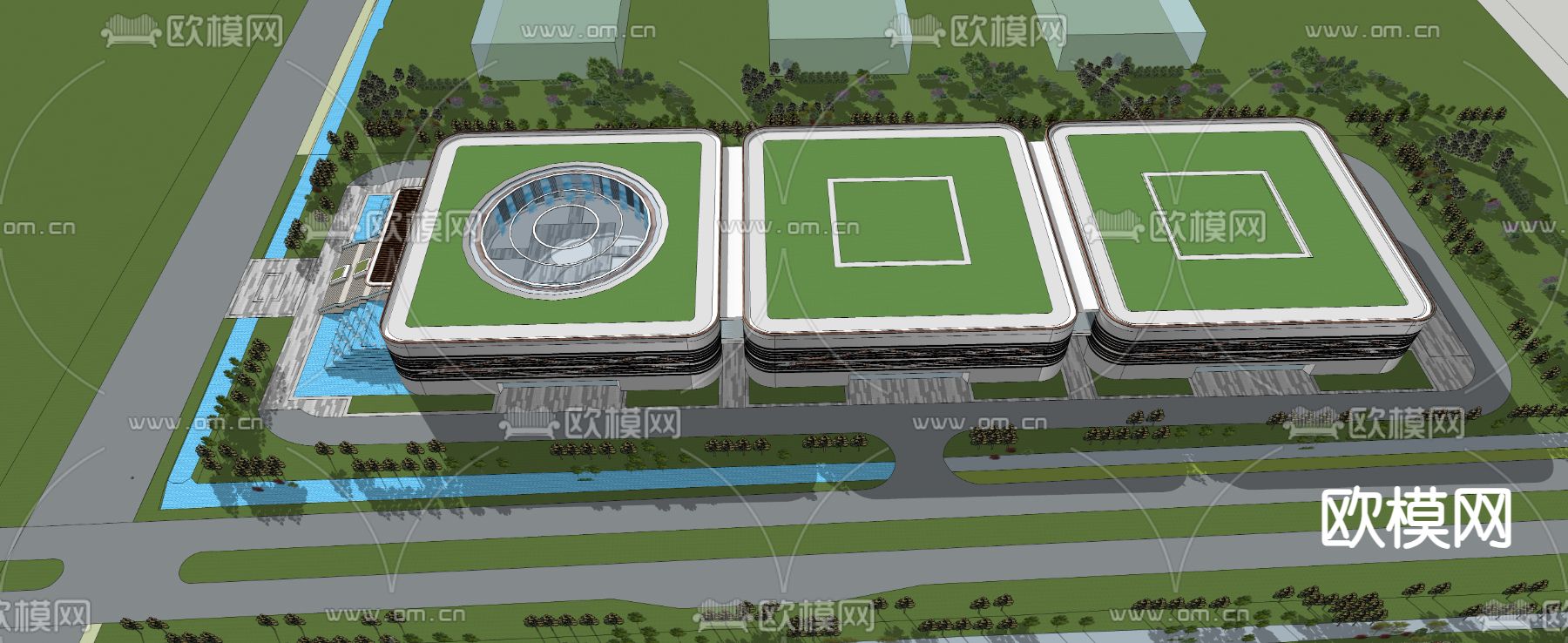 工业厂区外观su模型下载（渲染图3）