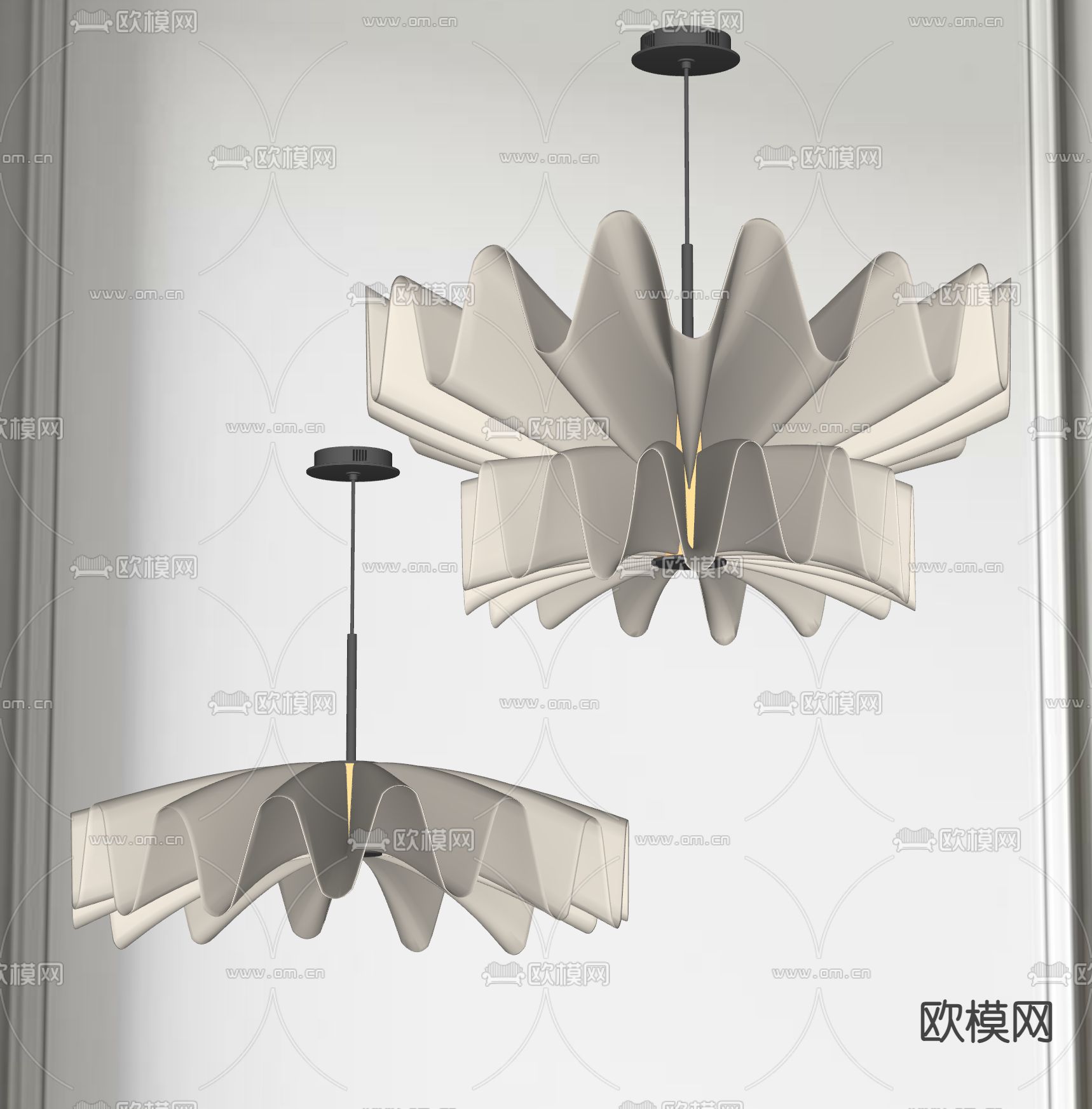 侘寂风大厅吊灯su模型下载（渲染图2）