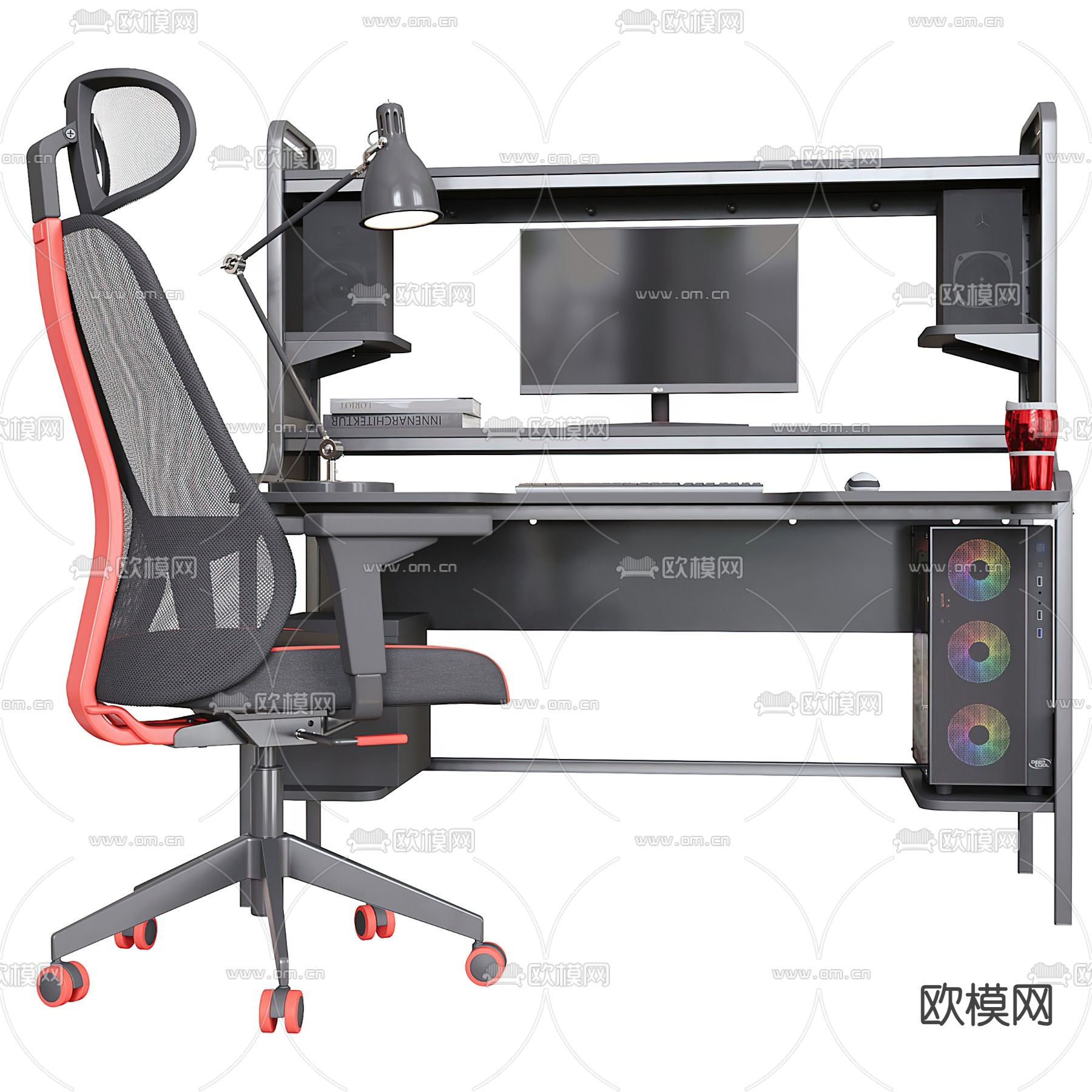 书桌 电竞桌3d模型下载（渲染图1）