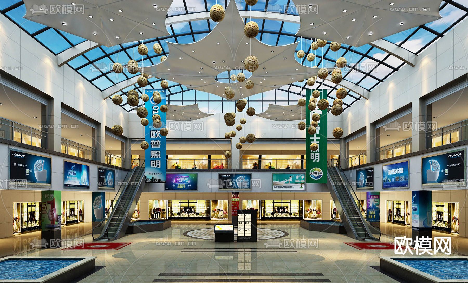 现代商场大厅su模型下载（渲染图1）