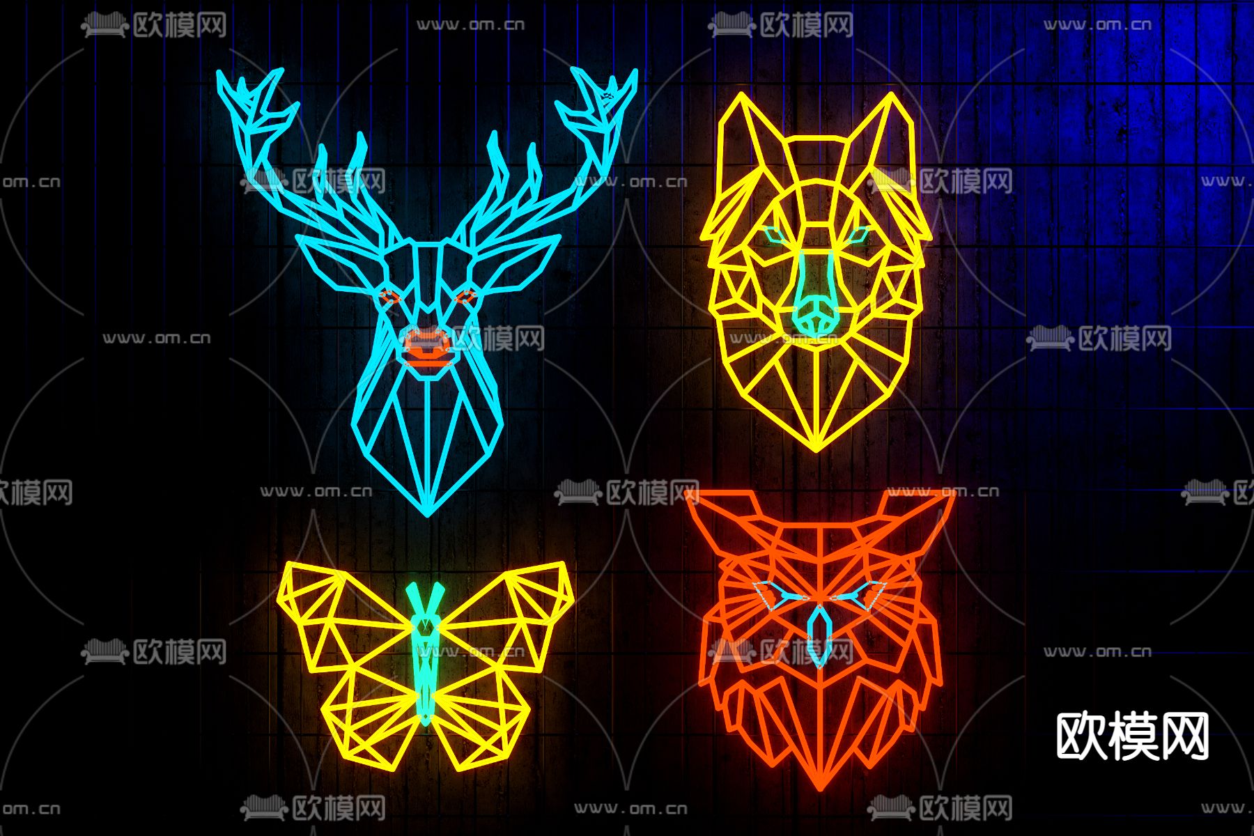 霓虹灯su模型下载（渲染图1）