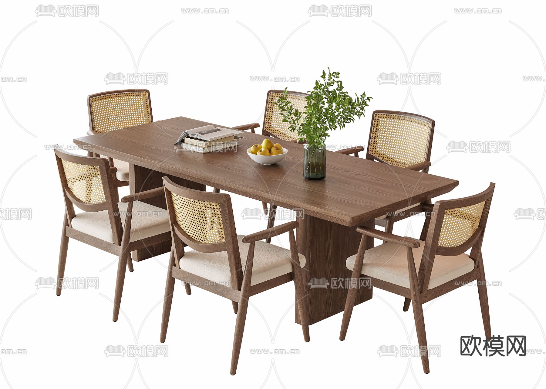 侘寂风餐桌椅3d模型下载