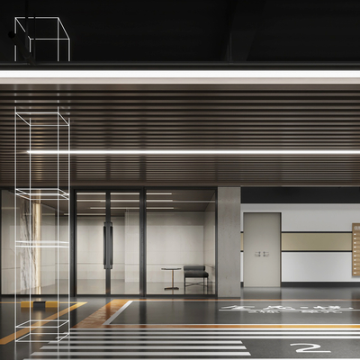  现代地下室停车场su模型 