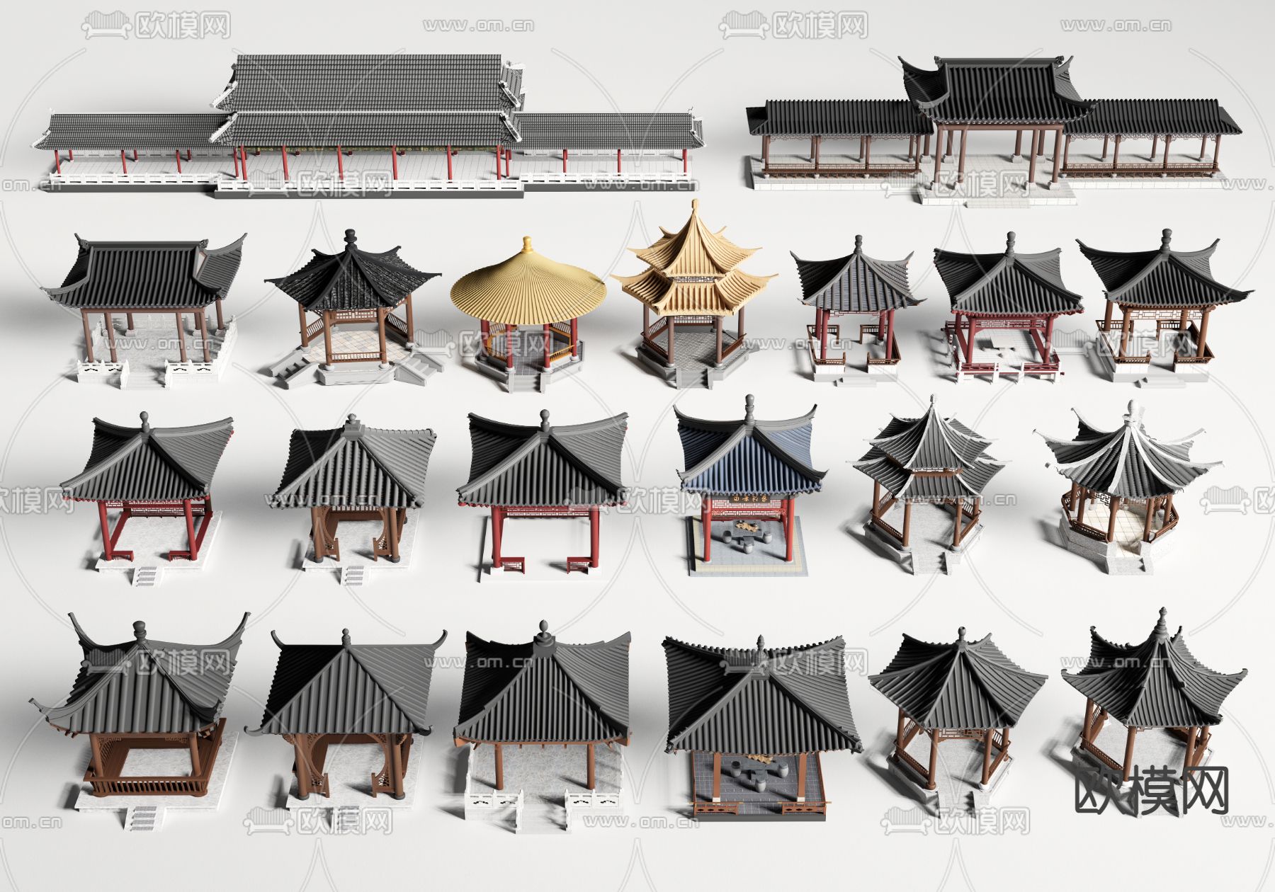 亭子 凉亭 四角亭 景亭 廊架3d模型下载