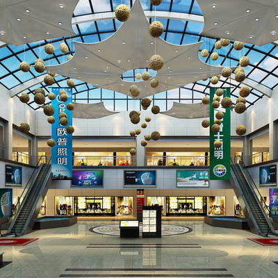  现代商场大厅su模型 