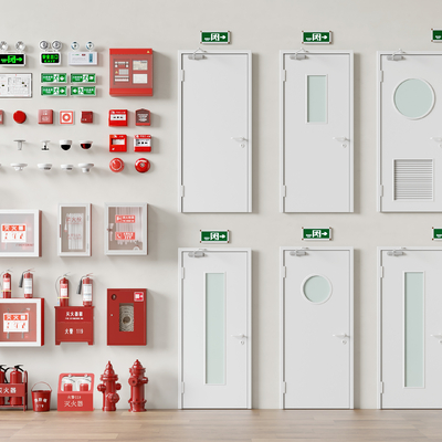  消防门 消防器械su模型 