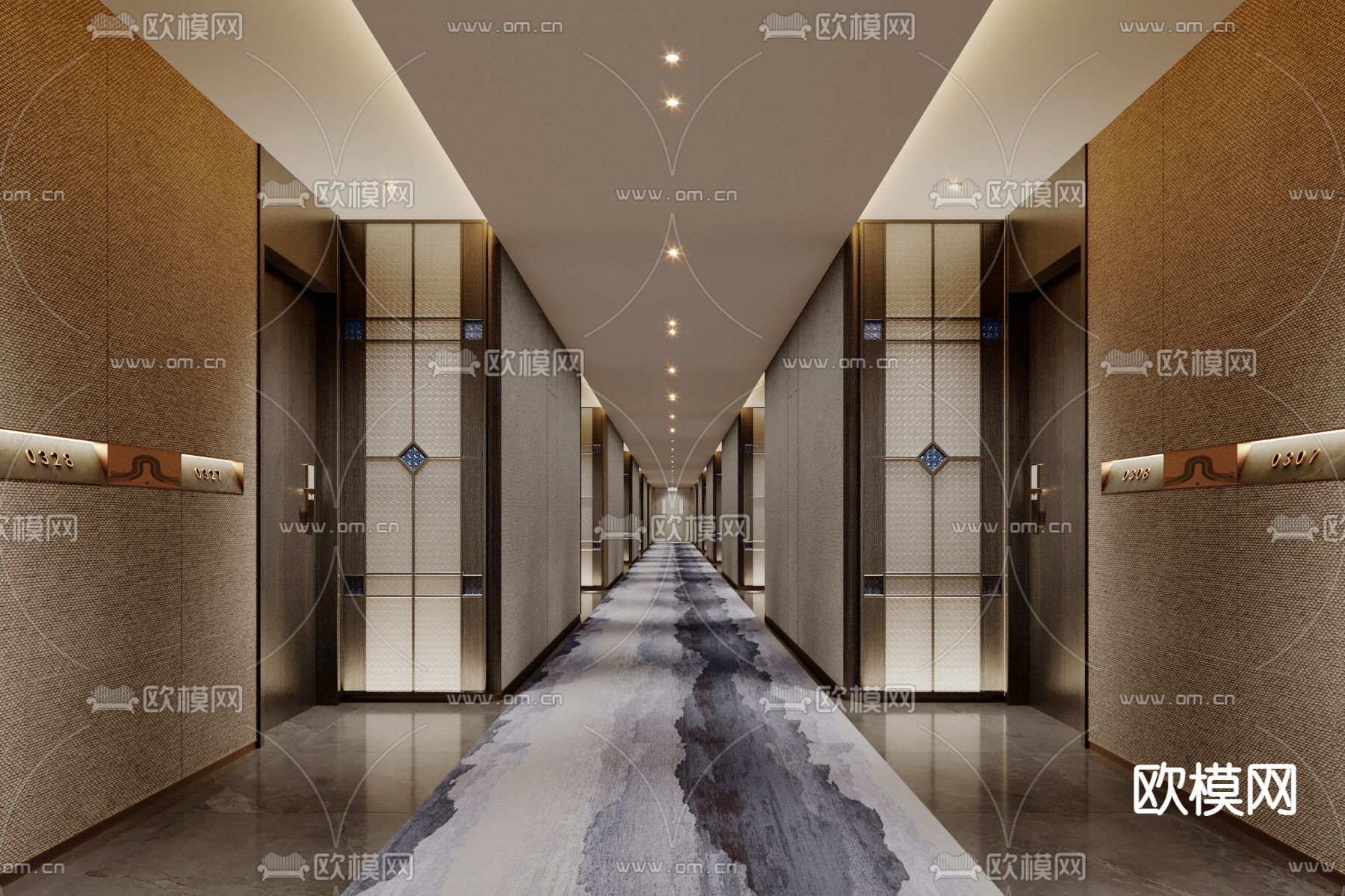 酒店走廊 过道3d模型下载（渲染图1）