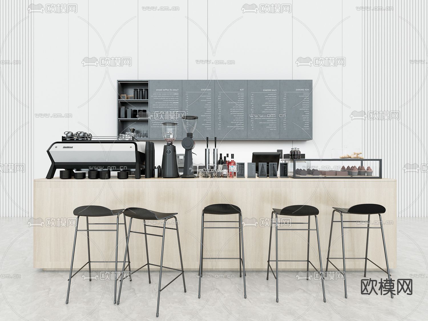 咖啡店吧台 操作台su模型下载（渲染图1）