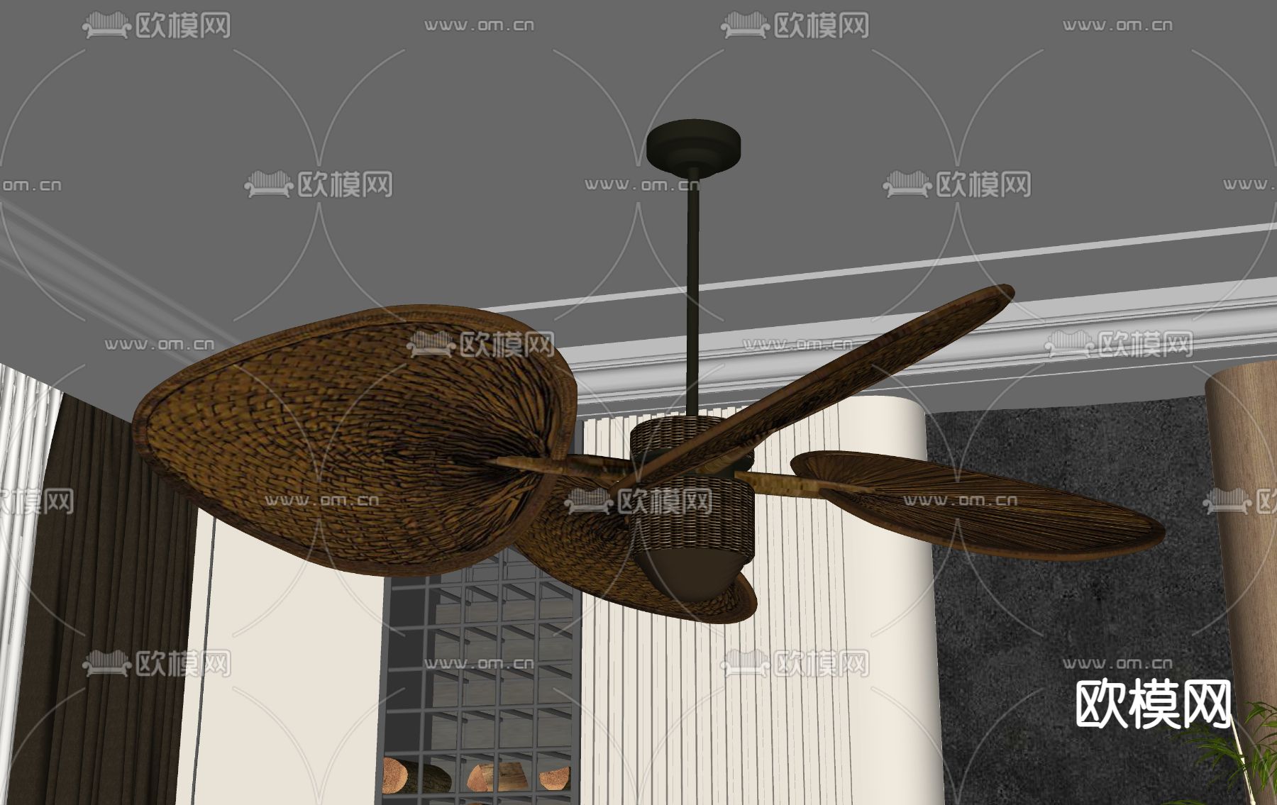 侘寂风吊扇su模型下载（渲染图2）