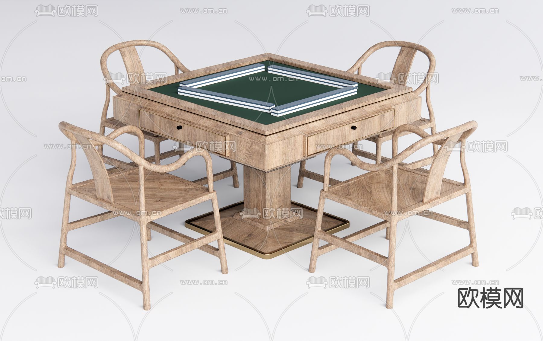 新中式麻将桌su模型下载（渲染图1）