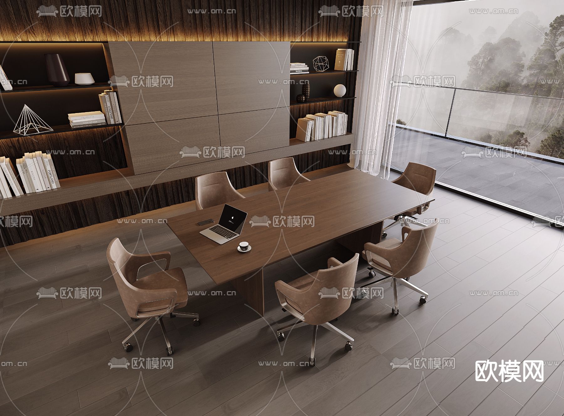 会议桌椅 会议台 3d模型下载（渲染图1）