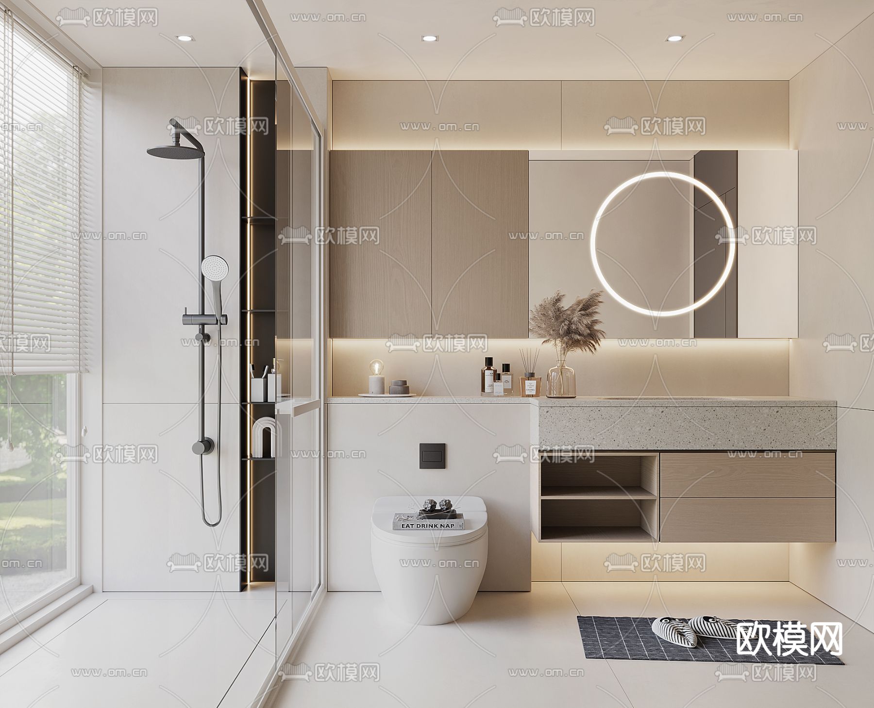 现代卫生间 浴室su模型下载（渲染图1）
