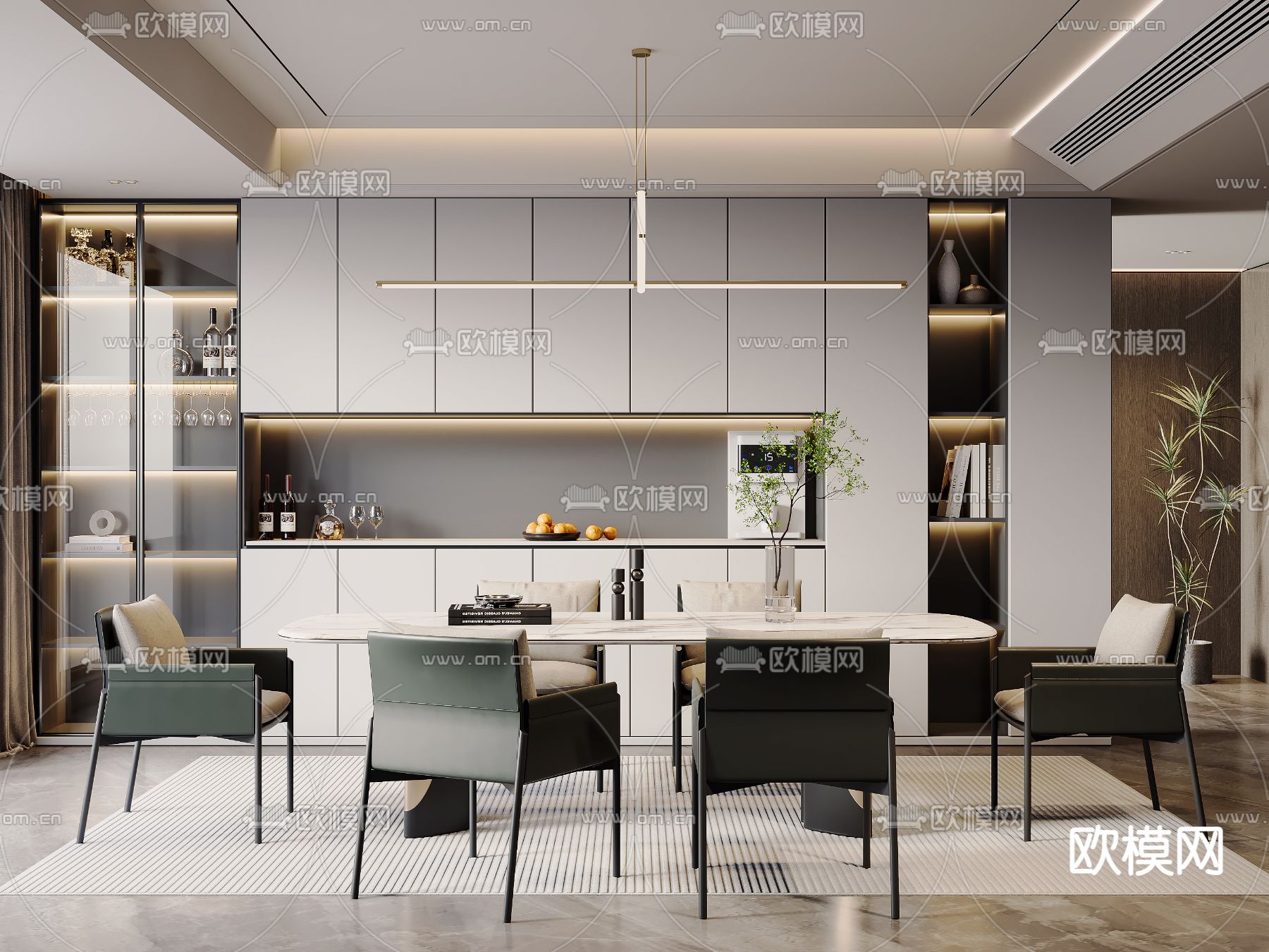 现代餐厅3d模型下载