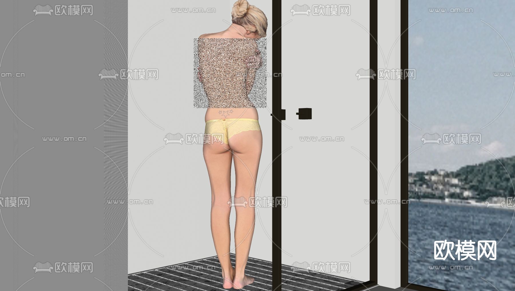 洗澡女人 浴室su模型下载（渲染图2）