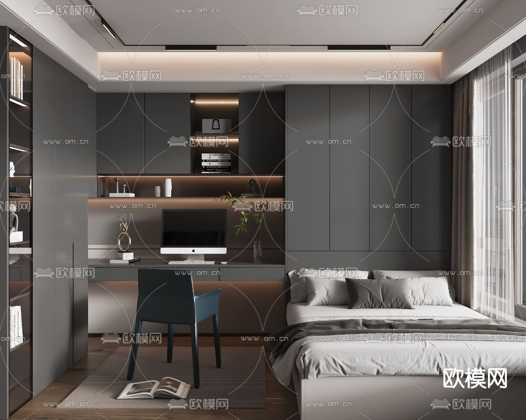 榻榻米卧室3d模型下载