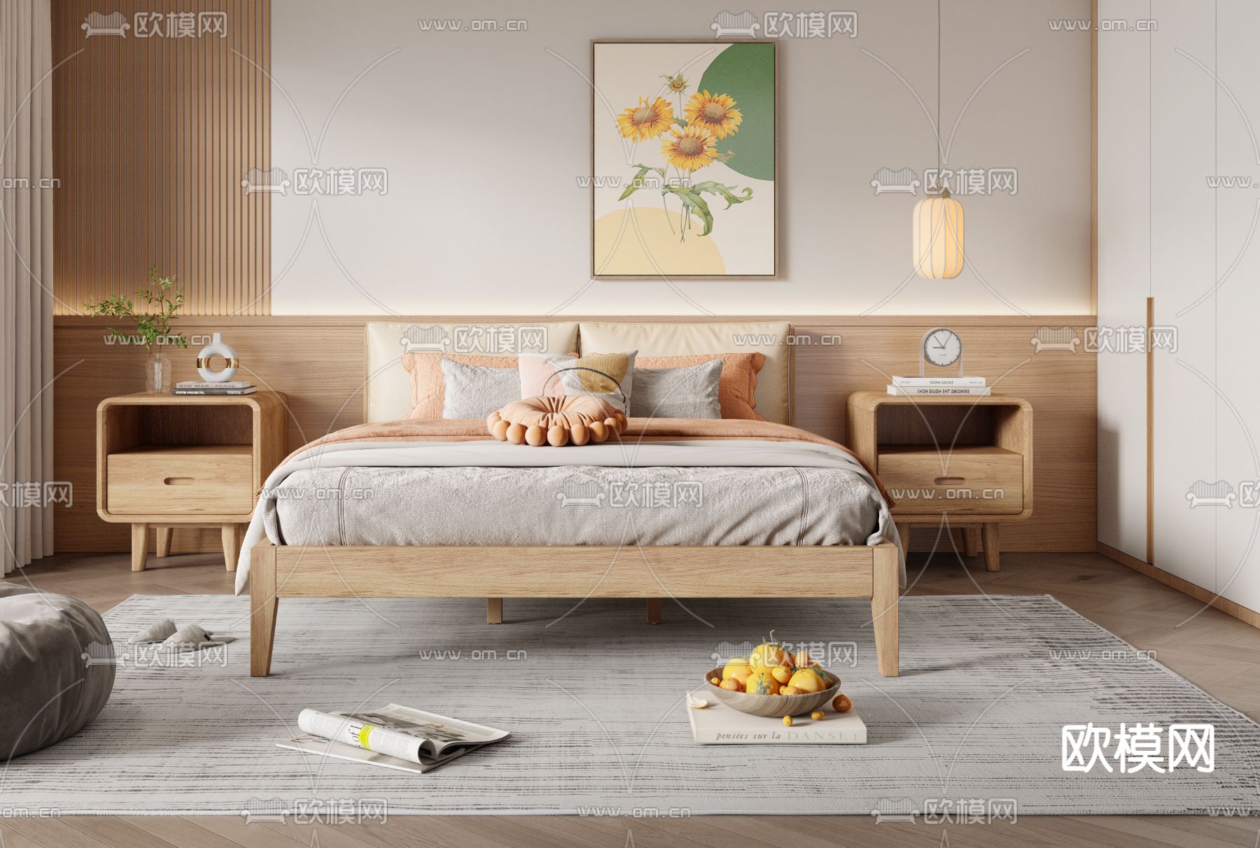 北欧卧室 主人房3d模型下载（渲染图2）