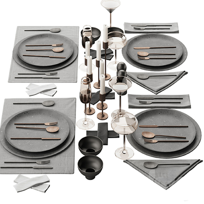  西餐餐具su模型 