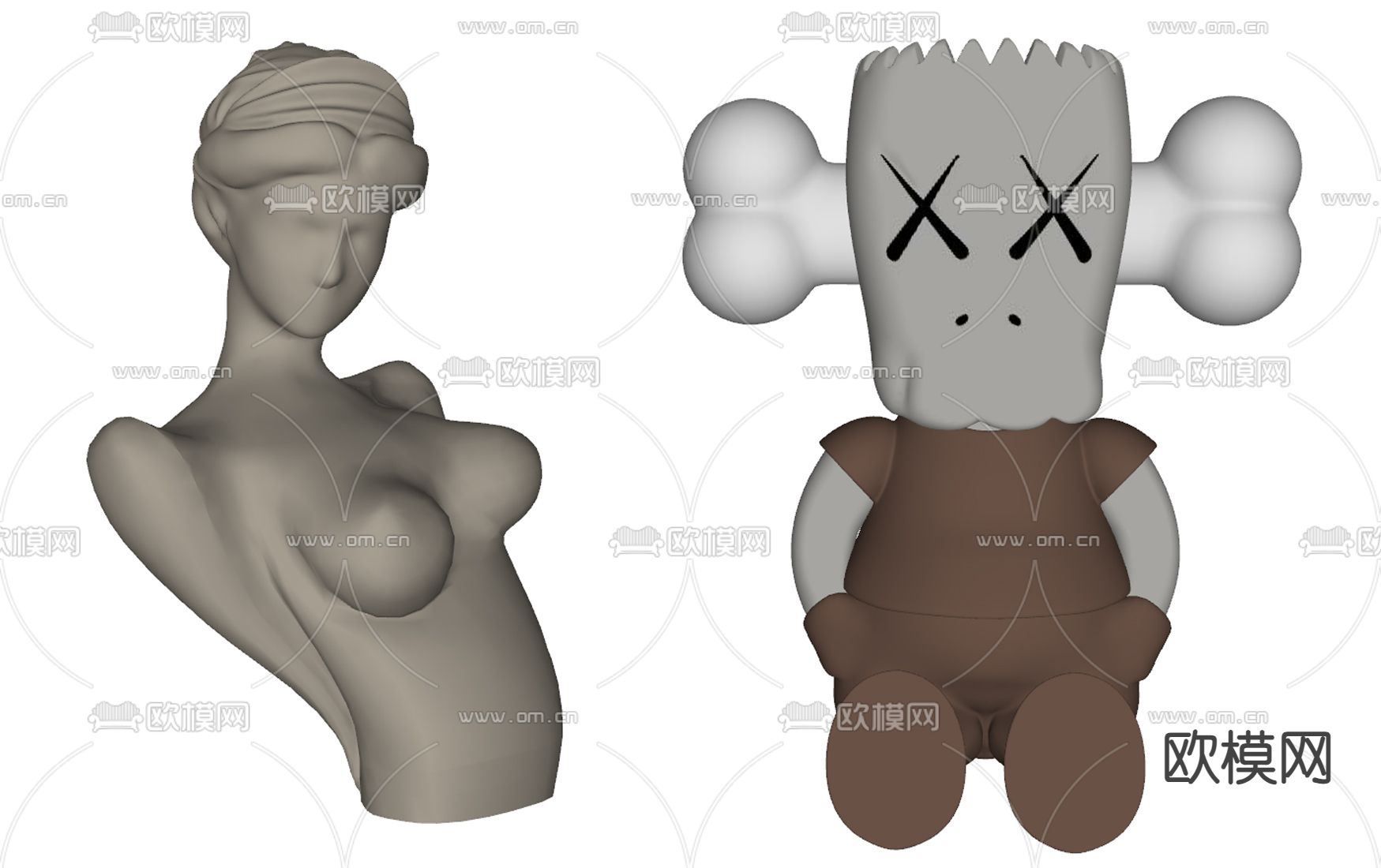 卡通雕塑 潮玩摆件su模型下载（渲染图2）