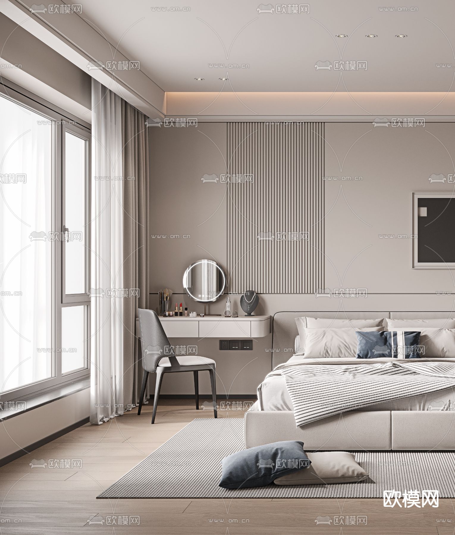 卧室 主卧3d模型下载（渲染图3）