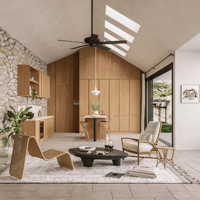  侘寂风别墅客厅su模型 