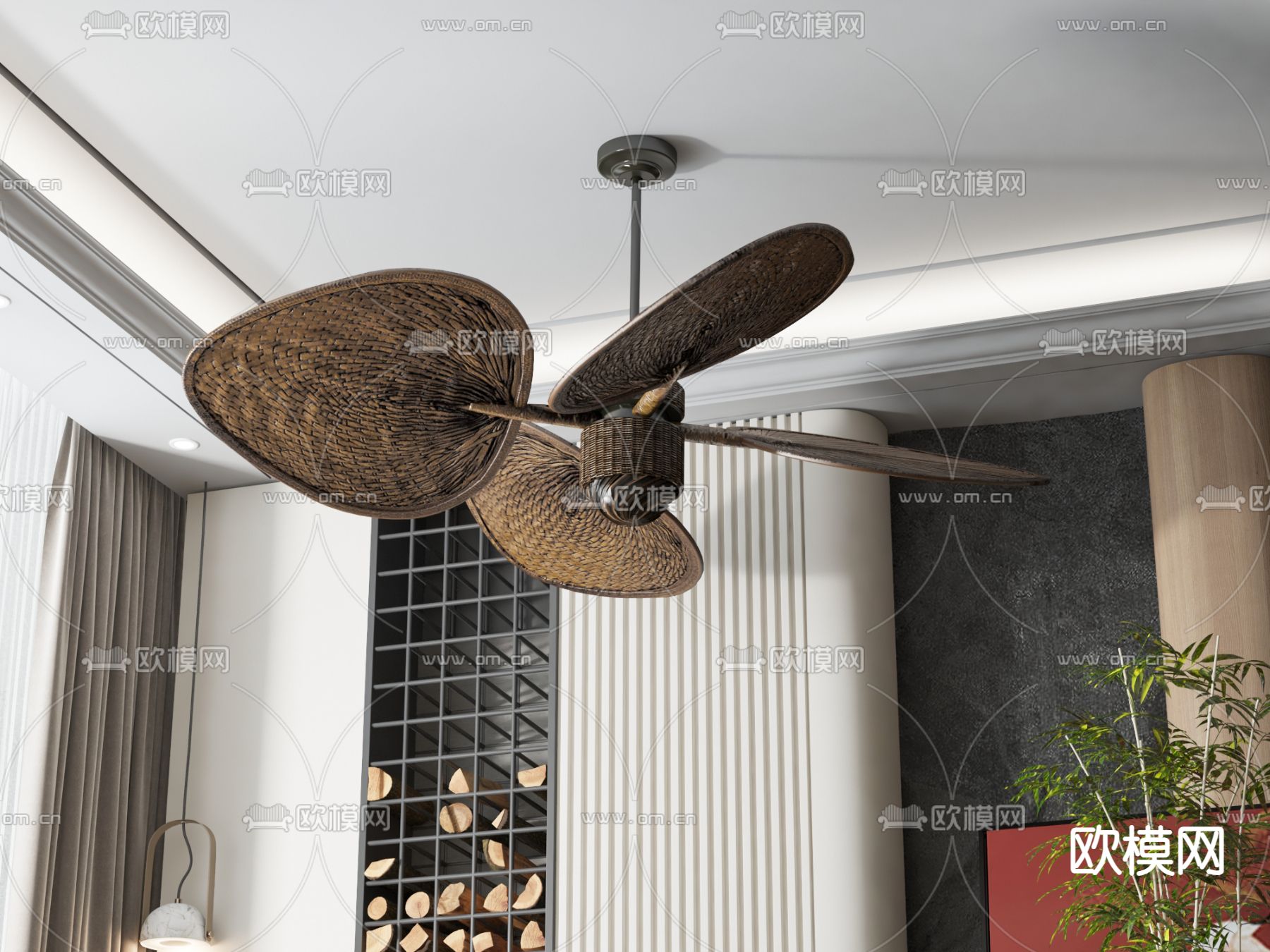 侘寂风吊扇su模型下载（渲染图1）