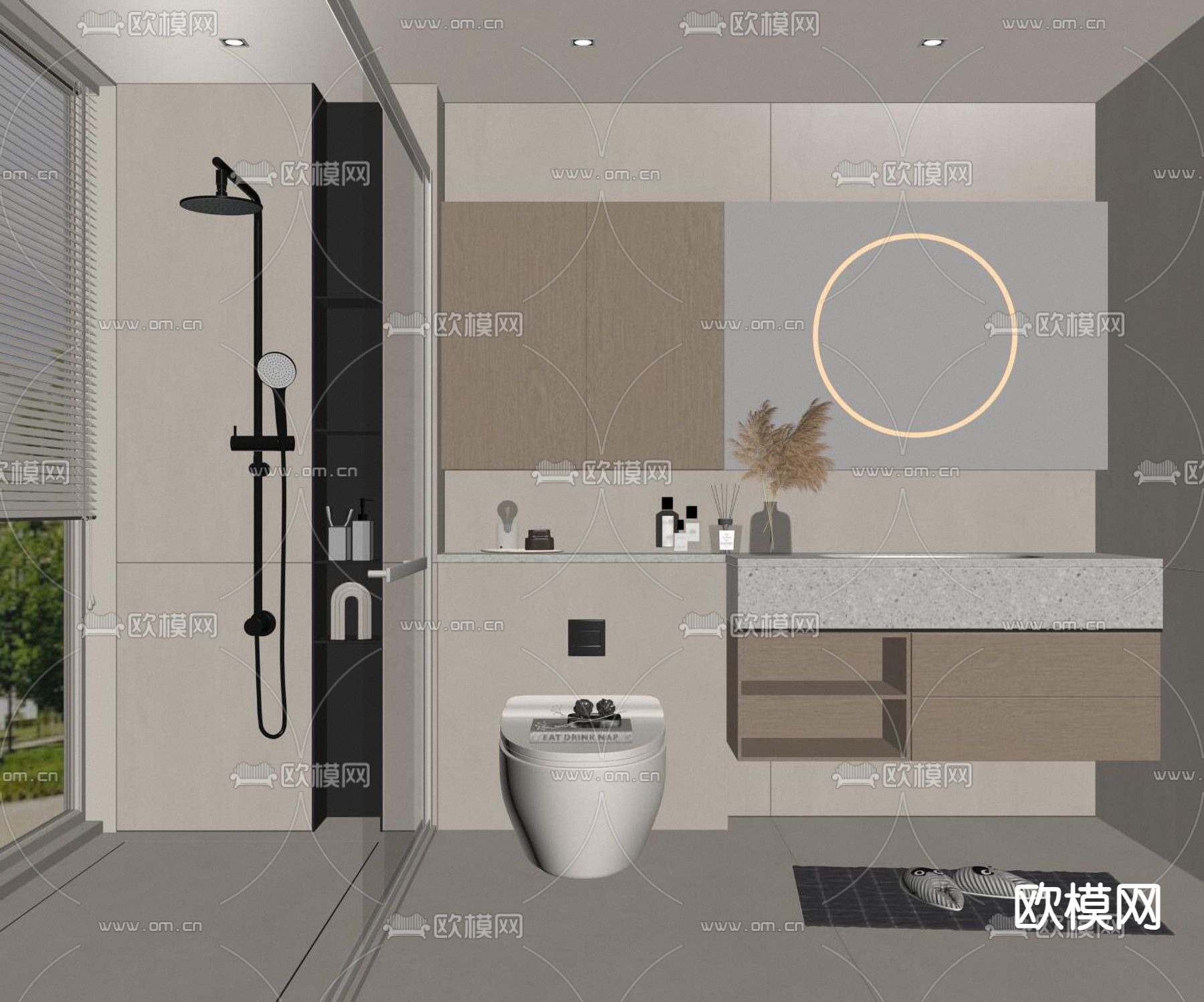 现代卫生间 浴室su模型下载（渲染图2）