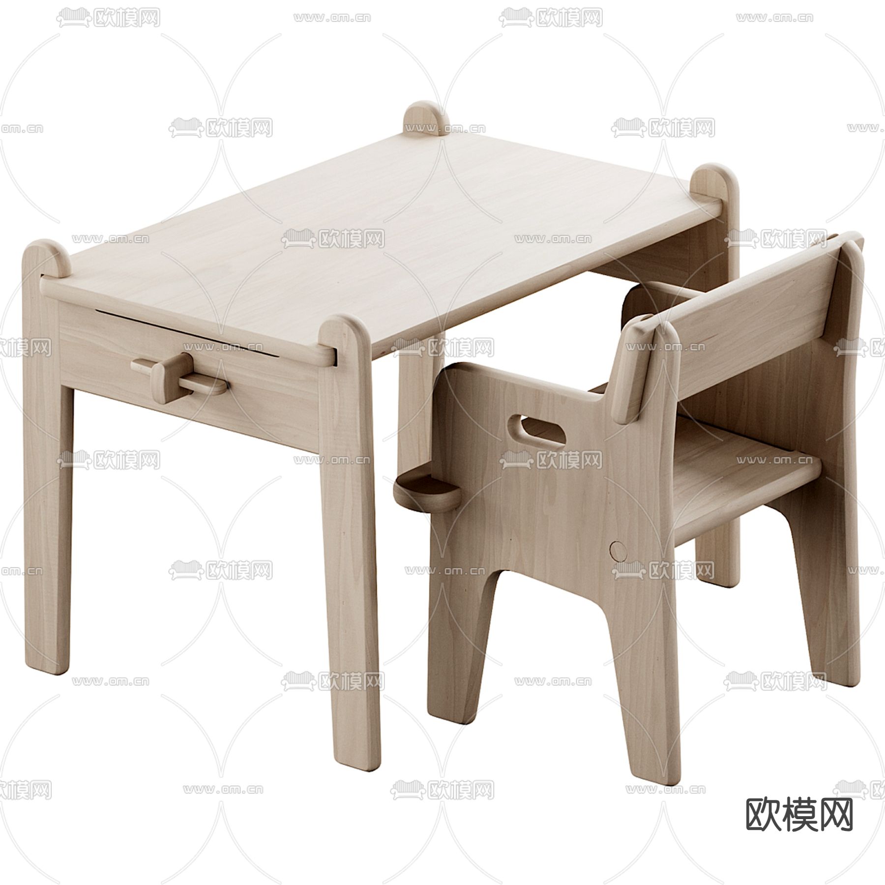 儿童桌椅 卡通桌椅3d模型下载（渲染图2）