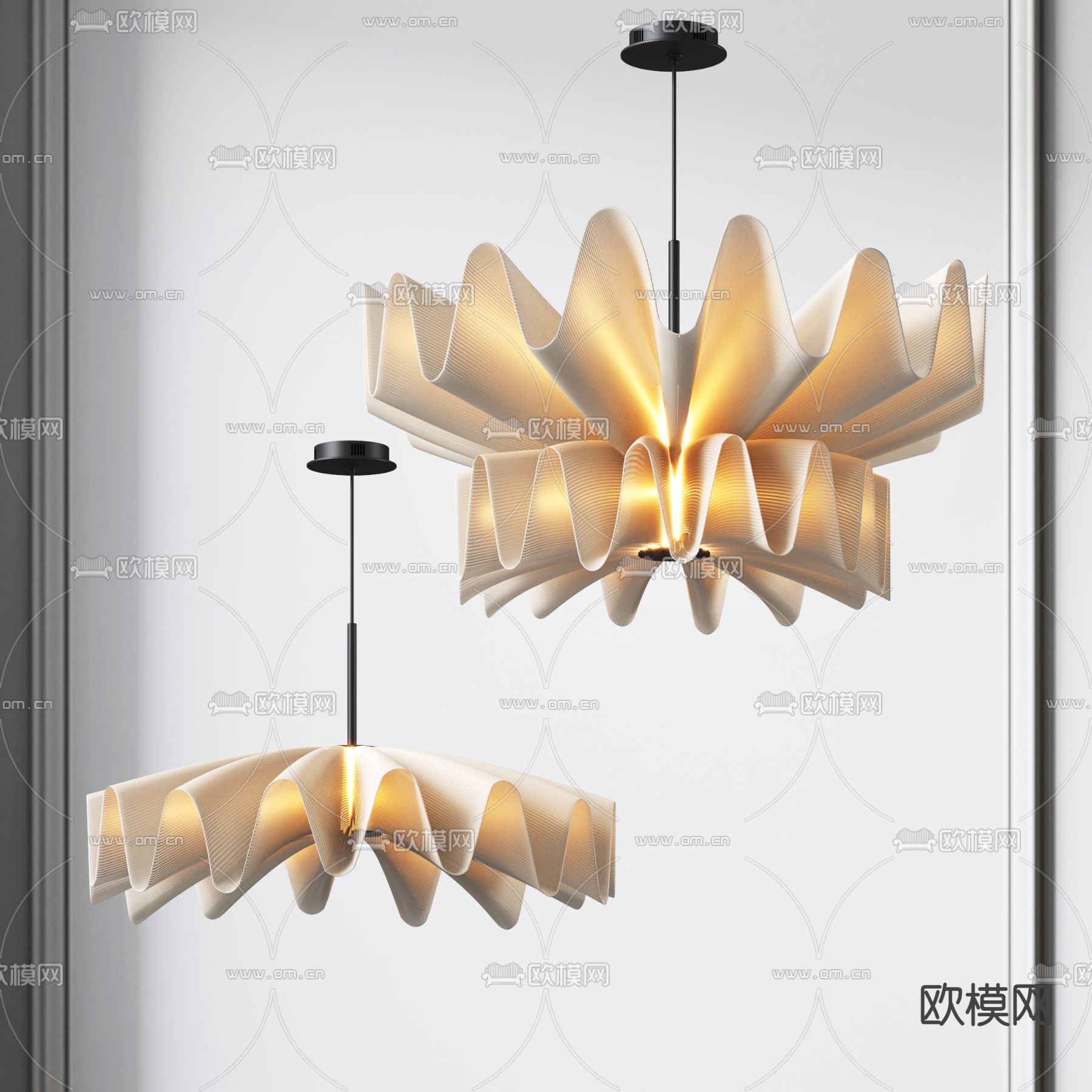 侘寂风大厅吊灯su模型下载（渲染图1）
