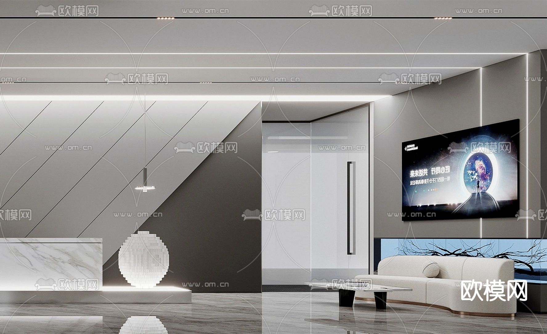 办公室前台 接待3d模型下载（渲染图2）