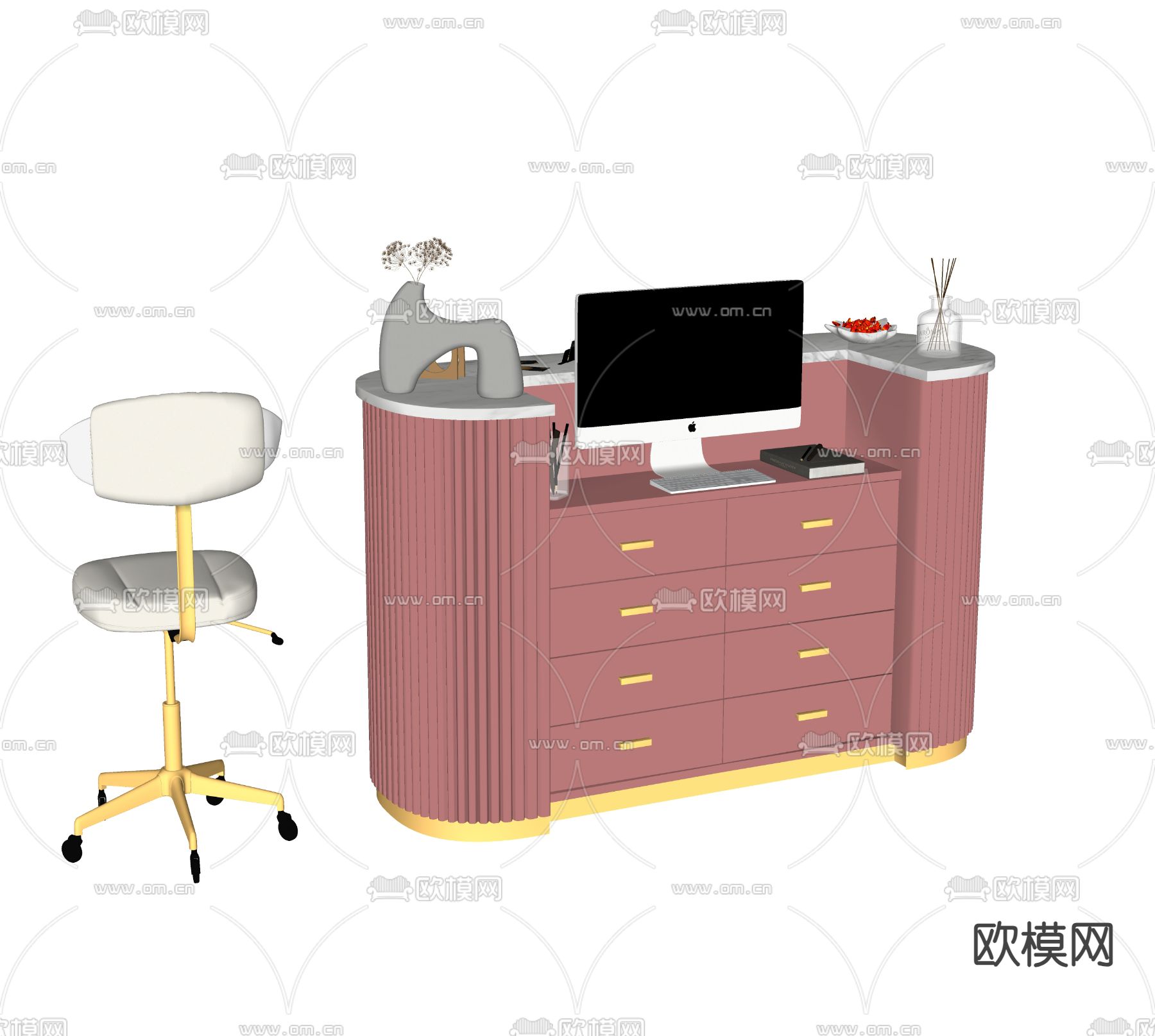 前台 接待台 服务台su模型下载（渲染图2）