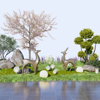 景观小品 麋鹿小品su模型