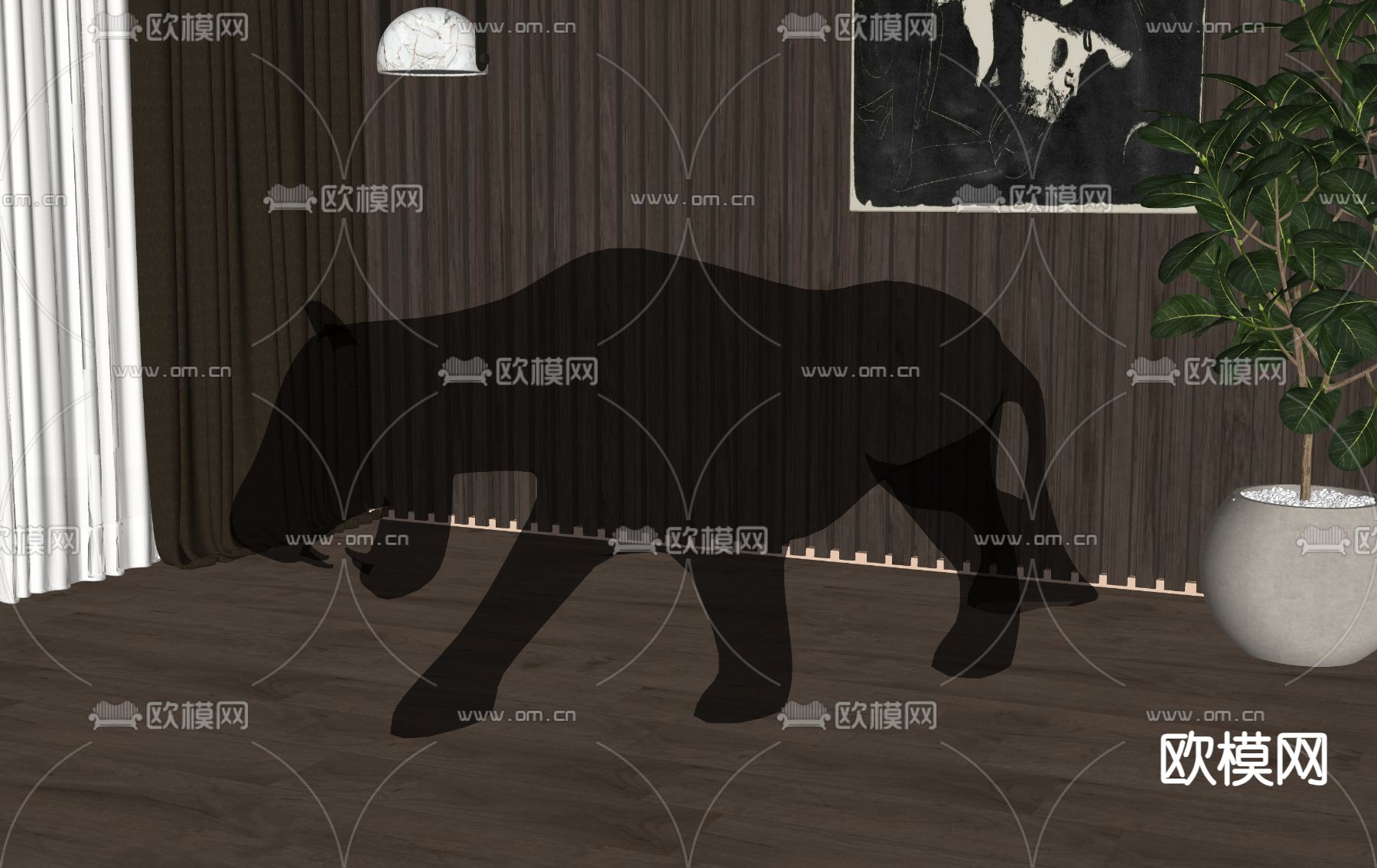 现代雕塑su模型下载（渲染图2）