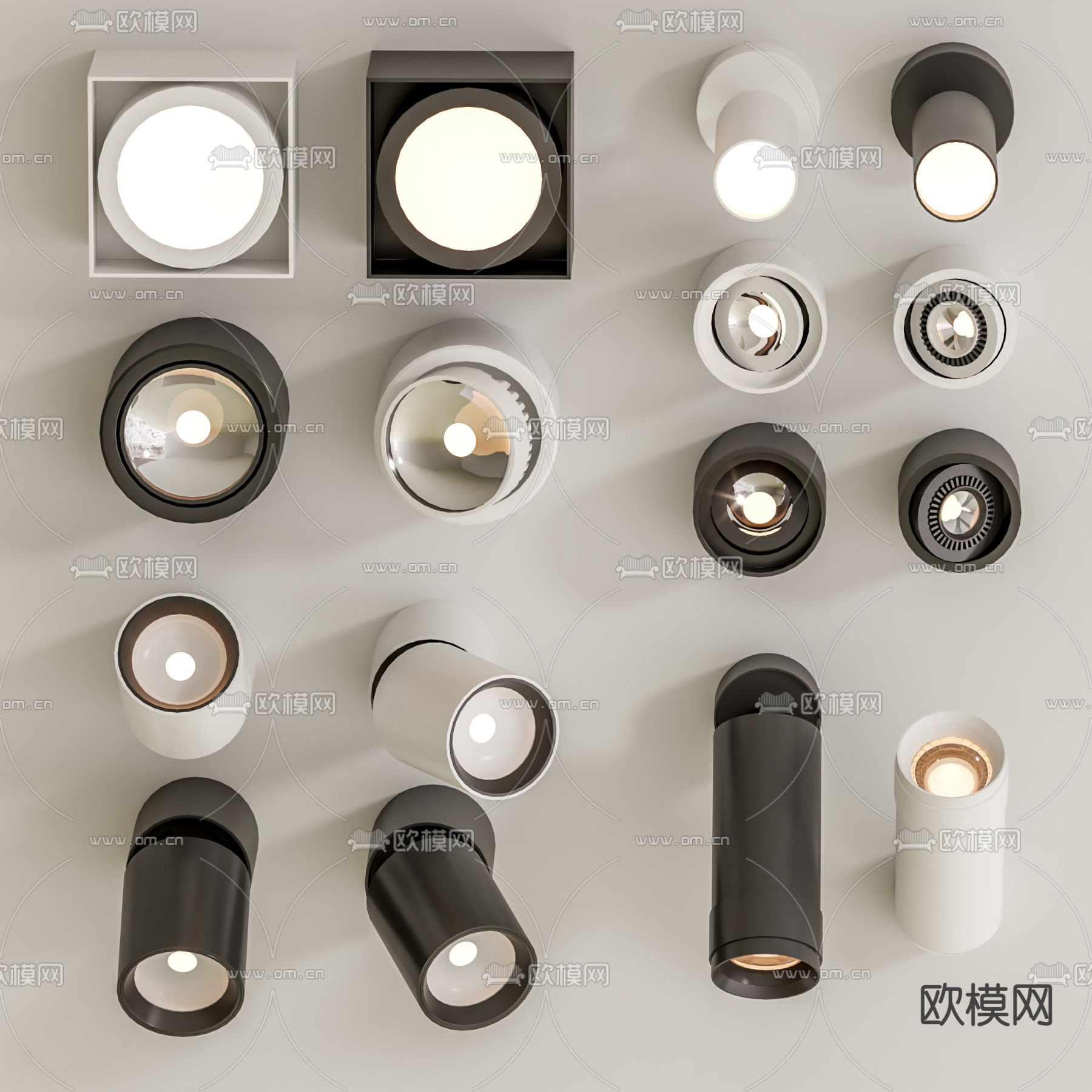 明装筒灯 射灯su模型