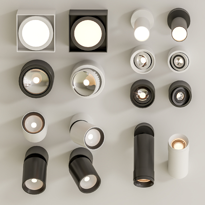 明装筒灯 射灯su模型