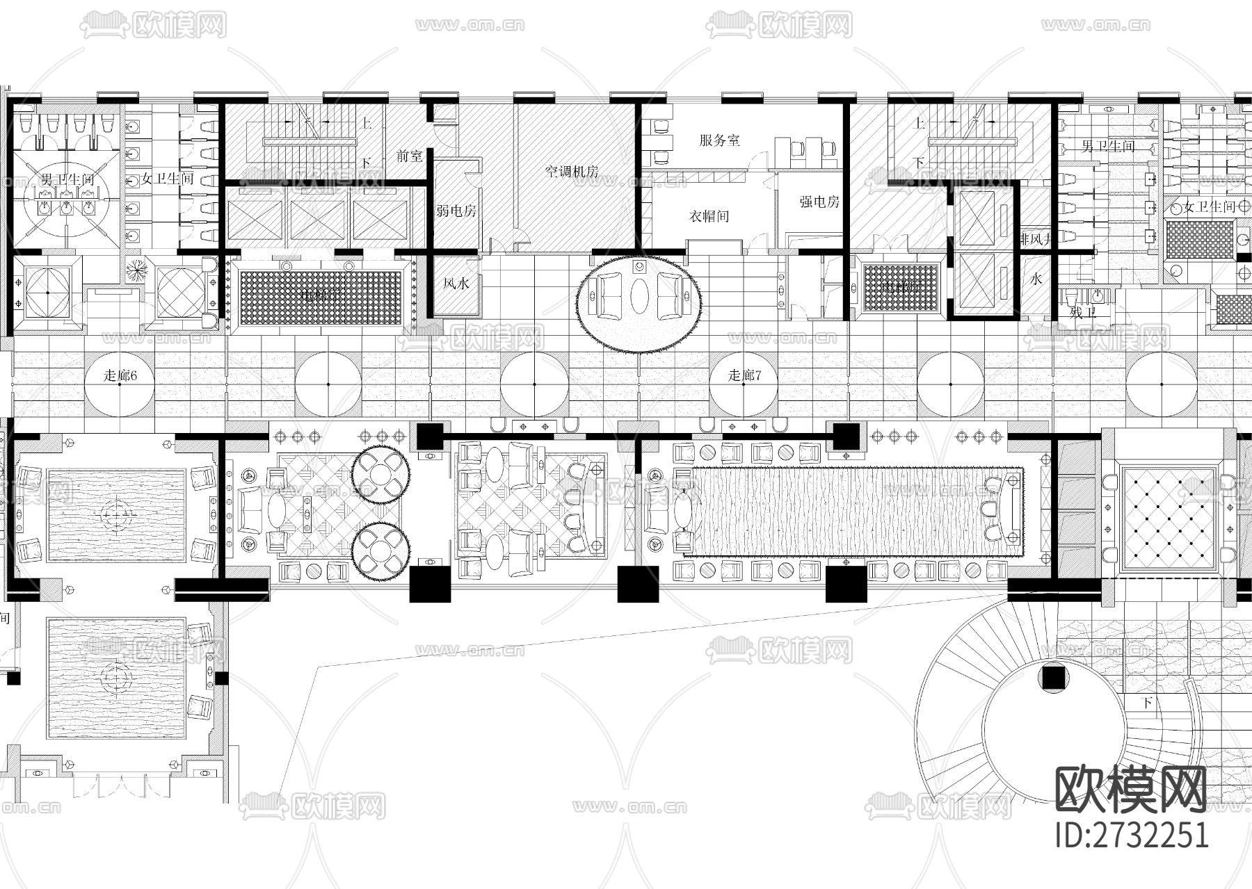 五星级酒店cad施工图下载（渲染图1）