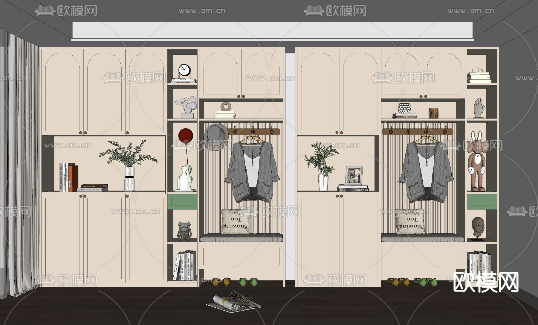 鞋柜su模型下载（渲染图2）