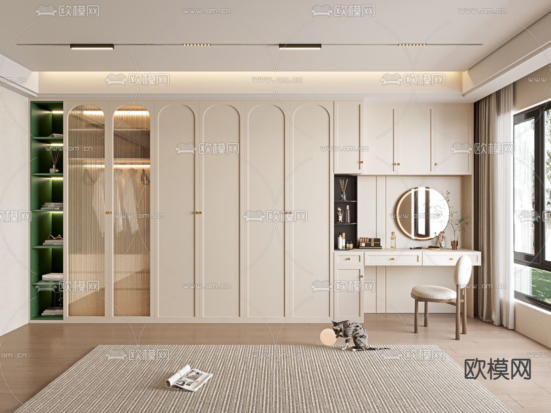 法式衣柜 梳妆台3d模型下载