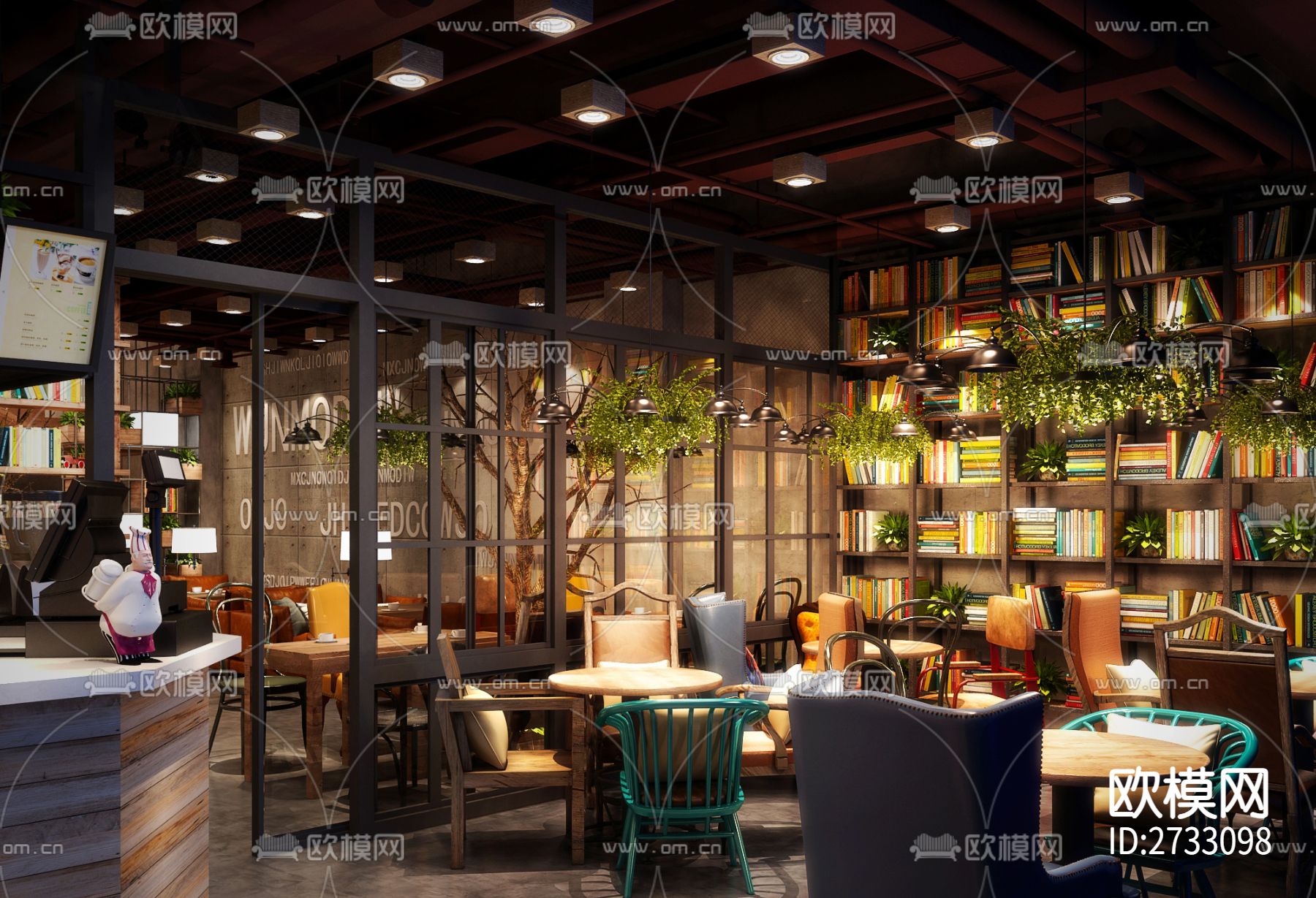 咖啡厅cad施工图下载（渲染图6）