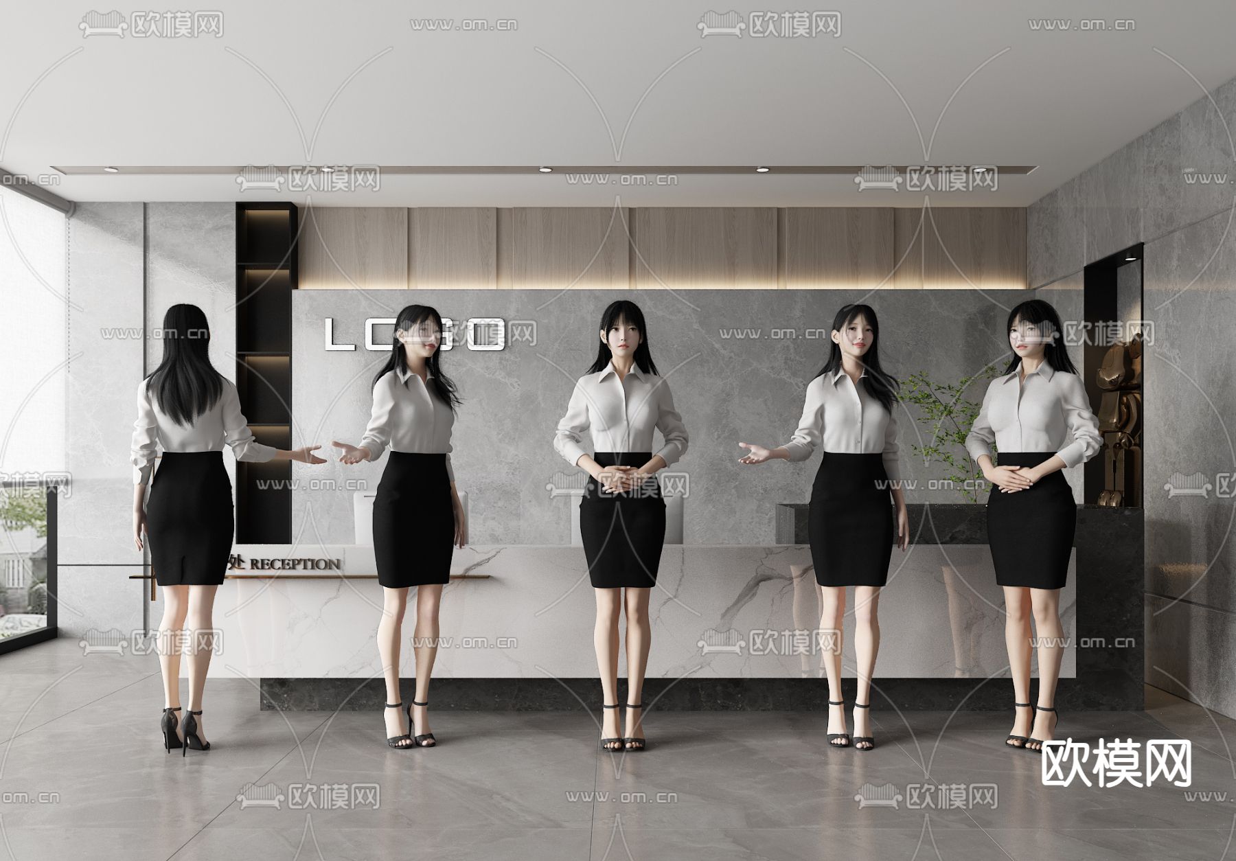 西服美女 前台美女3d模型下载