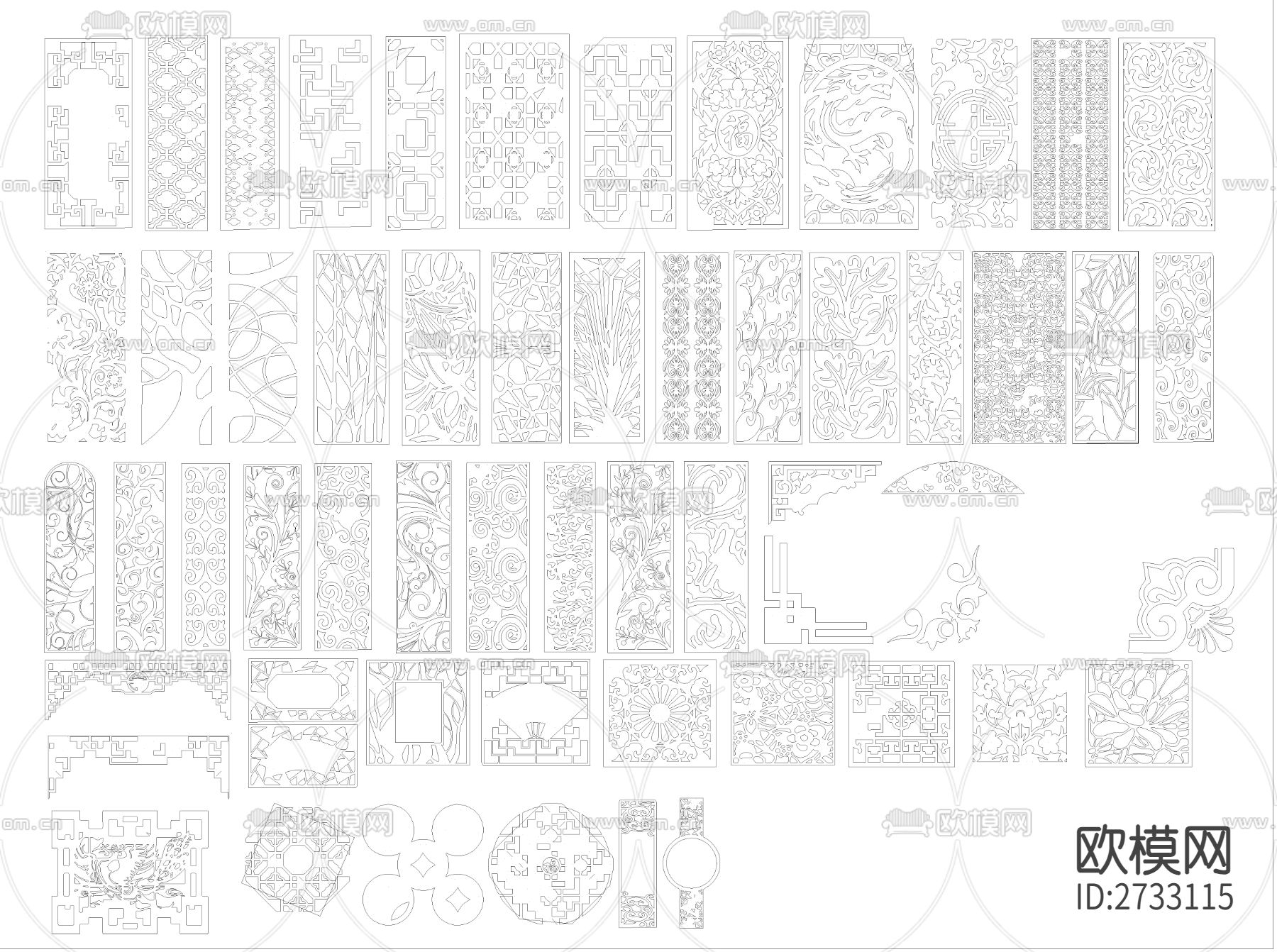 新中式雕花cad图库下载（渲染图4）