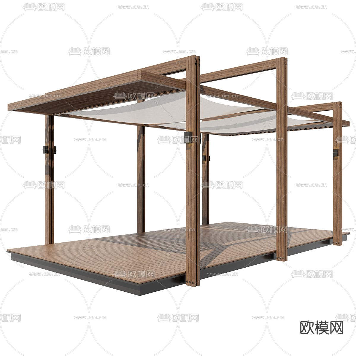 凉亭 亭子 廊架3d模型下载（渲染图3）