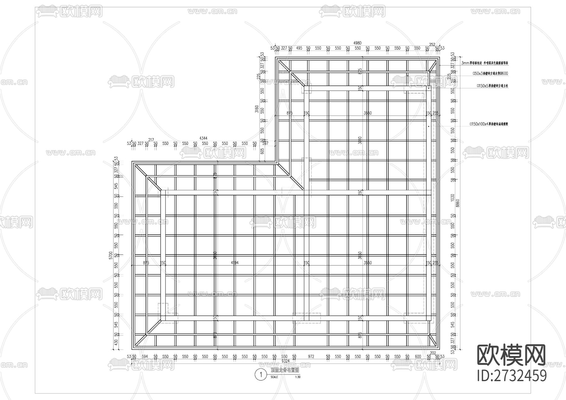 茶室廊架节点大样下载（渲染图5）