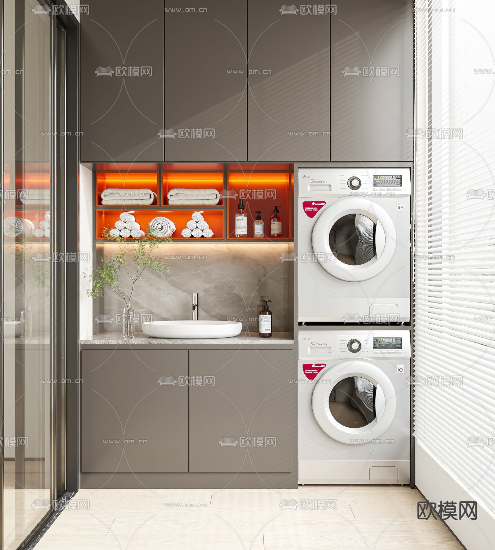 洗衣机柜 阳台柜3d模型下载