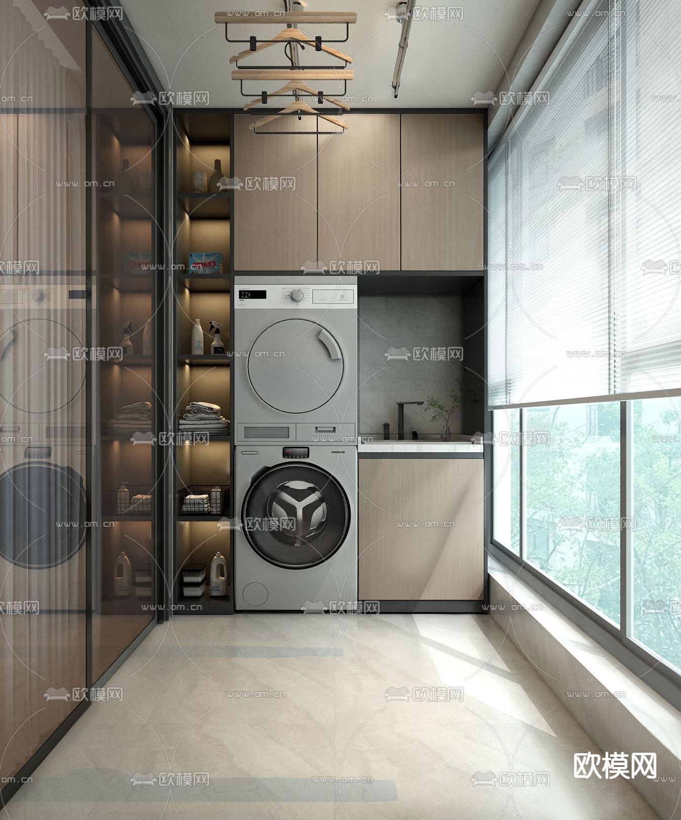 现代阳台3d模型下载