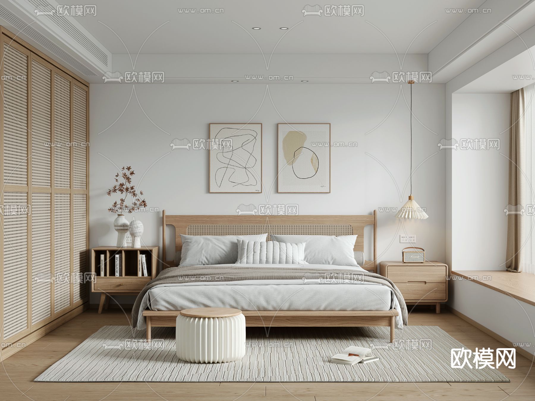 日式卧室 主人房3d模型下载