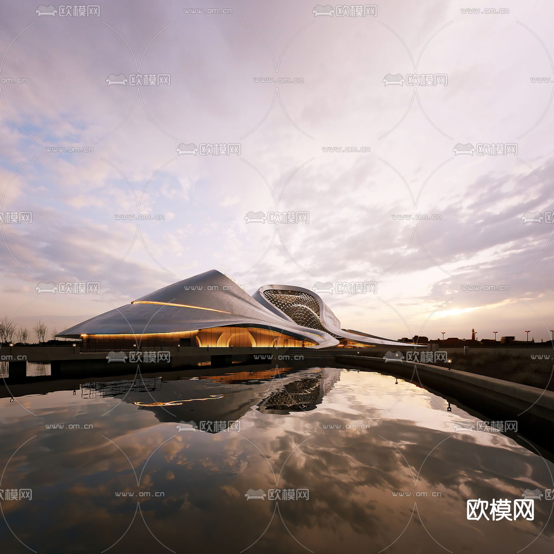 剧院外观3d模型下载（渲染图1）