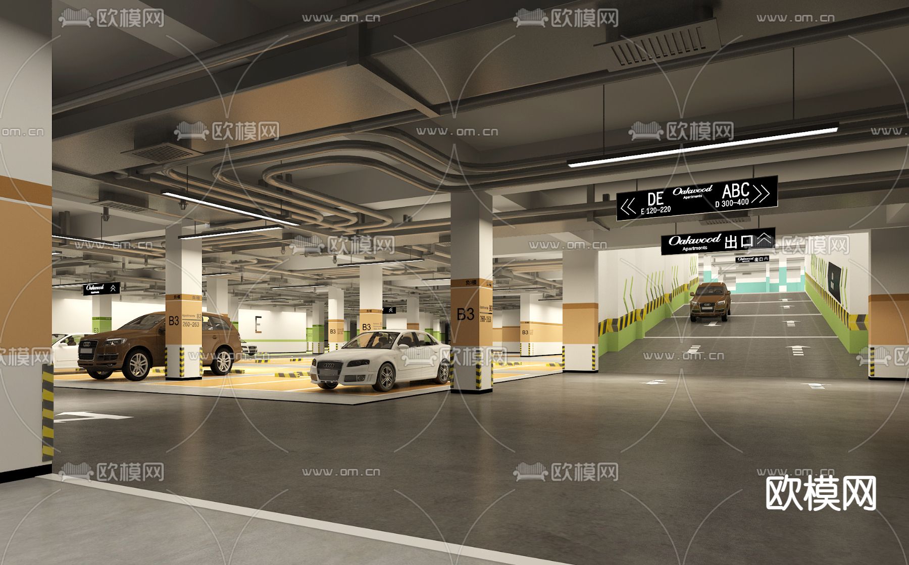 地下车库 停车场3d模型下载