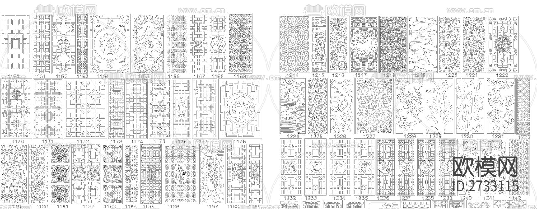 新中式雕花cad图库下载（渲染图1）