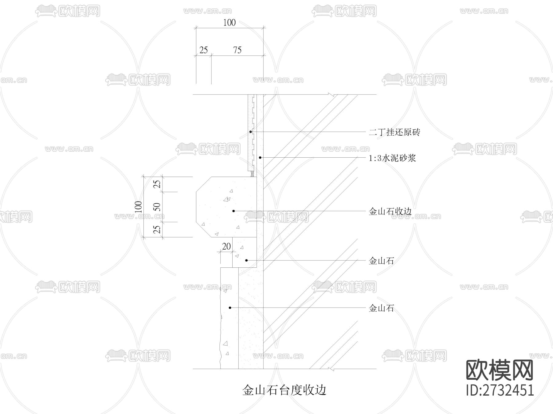 金山石台度收边节点大样下载