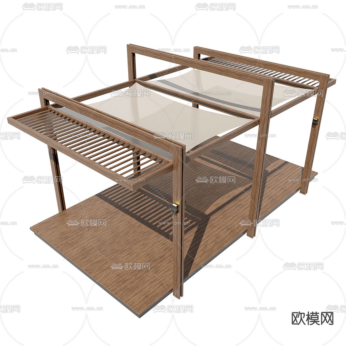 凉亭 亭子 廊架3d模型下载（渲染图2）